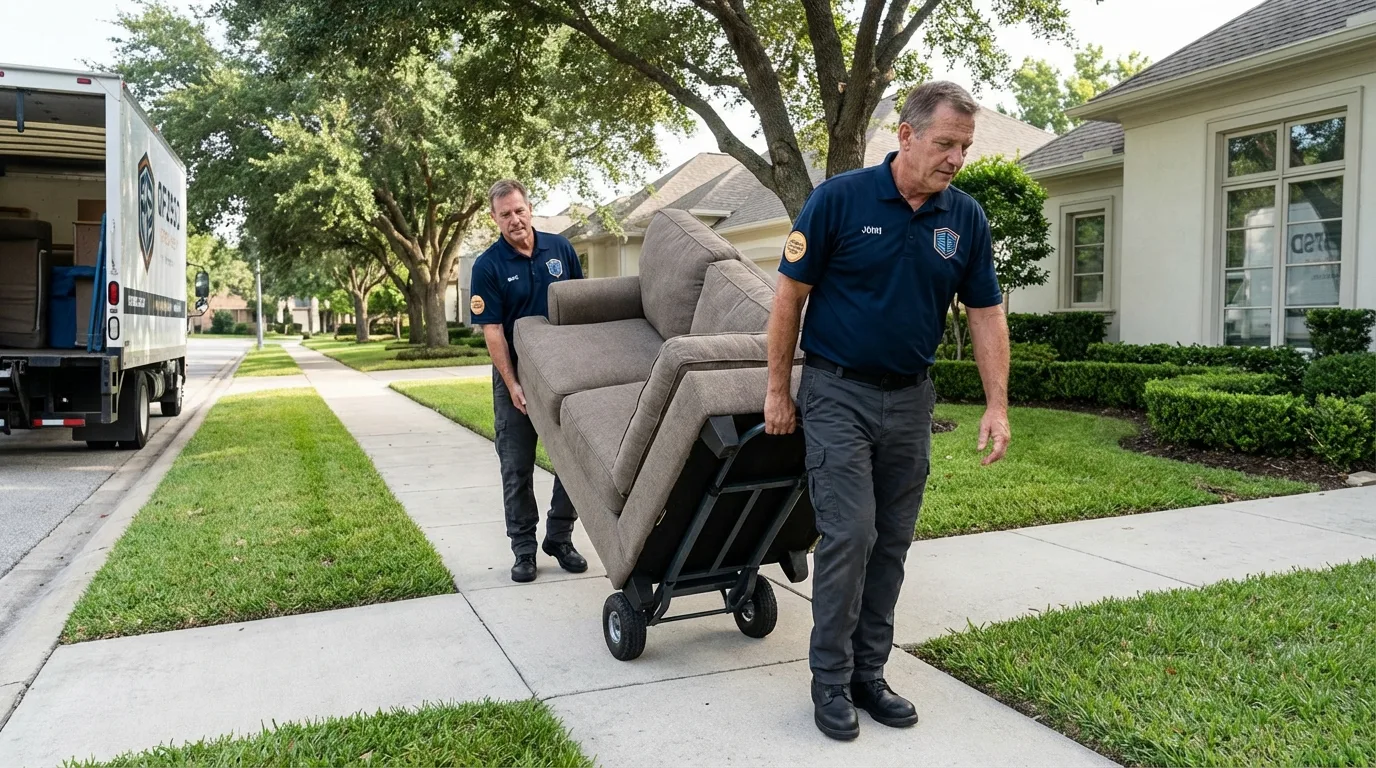 Local residential moving crew loading furniture in Holliston, MA